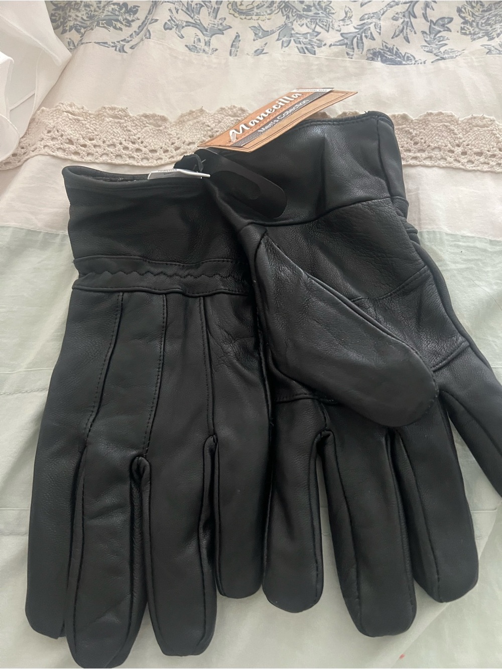 Men's Black Leather Gloves - NWT